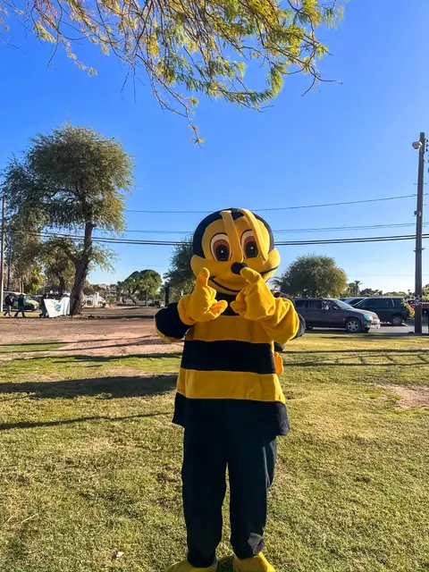 Bee mascot at Honey Festival.