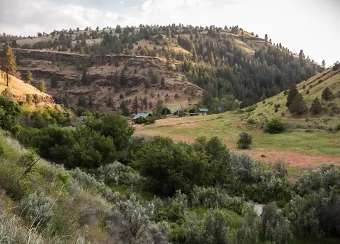 Canyon landscape along South Fork John Day River Back Country Byway.