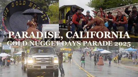 A photo collage shows scenes from a parade with people in historical costumes and vehicles.