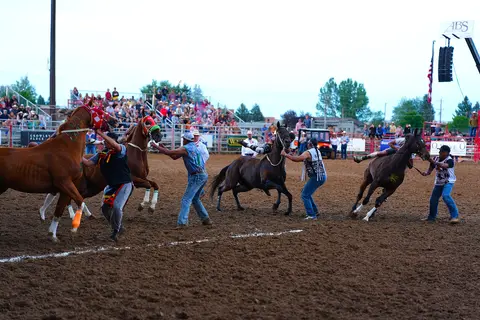Indian Relay at Sheridan WYO Rodeo.