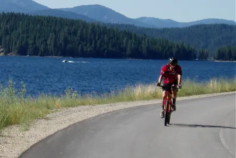 Bicycling along International Selkirk Loop.