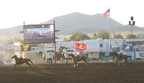 Rodeo grand entry, Last Chance Stampede.