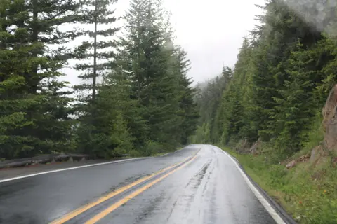 Mather Memorial Parkway on a rainy day.