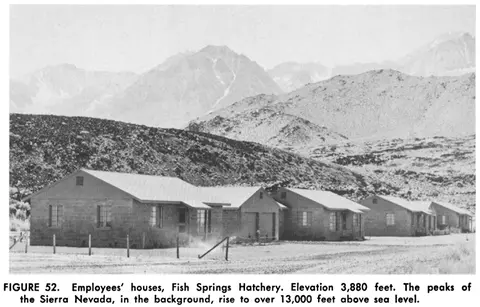 A row of houses with mountains in the background.