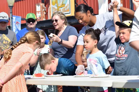 Watermelon eating contest at Half-Way Days.