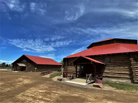 Log buildings, Madison County Fairgrounds.