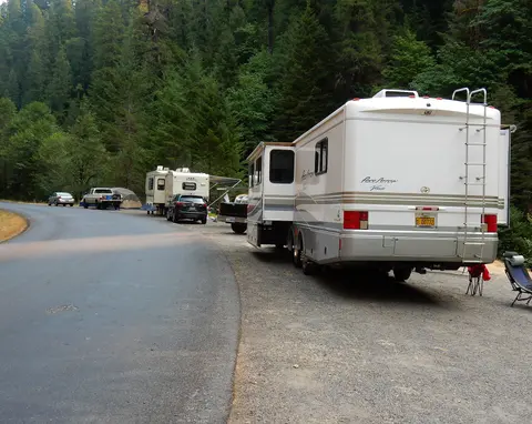 Campers along Quartzville Back Country Byway.