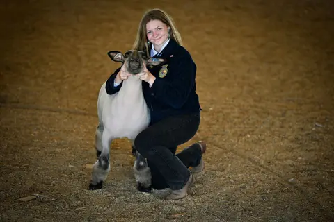 FFA exhibitor with sheep, Elmore County Fair.