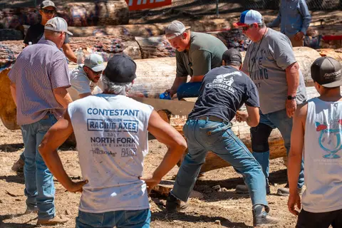 Sawing competition, Mid-Sierra Loggers Jamboree.