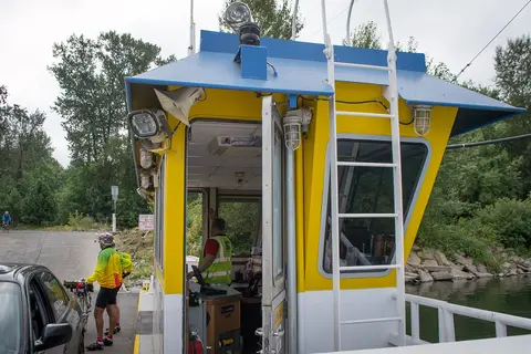 Operator cabin on the Wheatland Ferry.