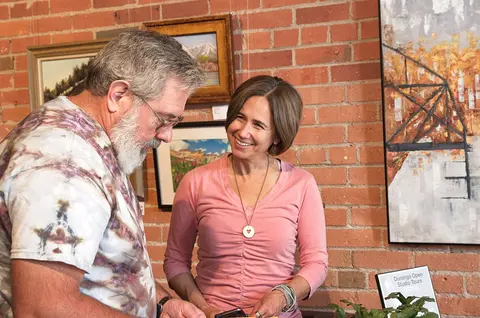 Artist and visitor, Durango Open Studio Tour.
