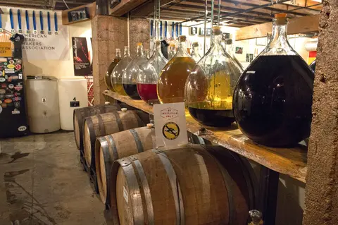 Aging mead at Superstition Meadery.