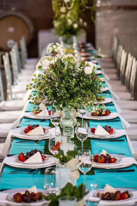 Event dining table at I/G Winery.