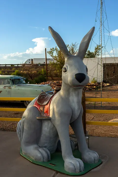 Fiberglass jackrabbit, Jack Rabbit Trading Post.
