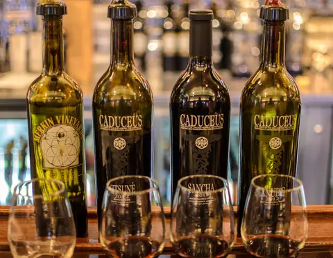 Wine flight at Caduceus Cellars.