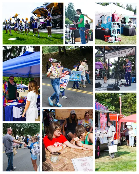 A collage shows various scenes and activities from an outdoor community festival.