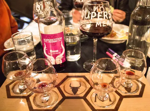 Mead tasting flight at Superstition Meadery.