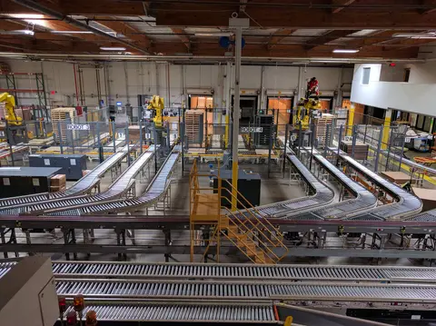 Conveyors inside the Jelly Belly Factory.