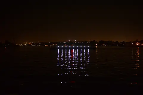 Balboa Island Ferry at night.