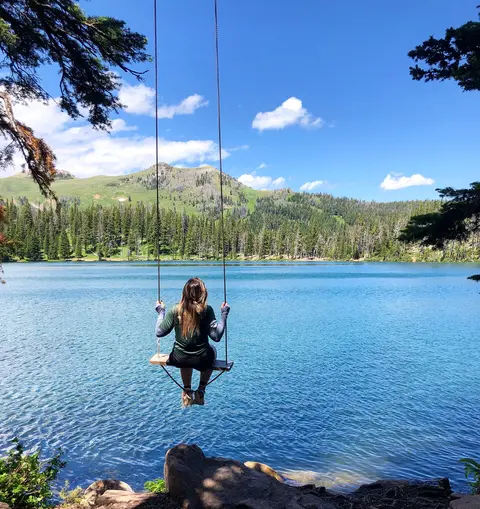 Rope swing overlooking Fairy Lake.
