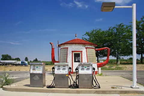 Teapot Dome Service Station with fuel pumps.