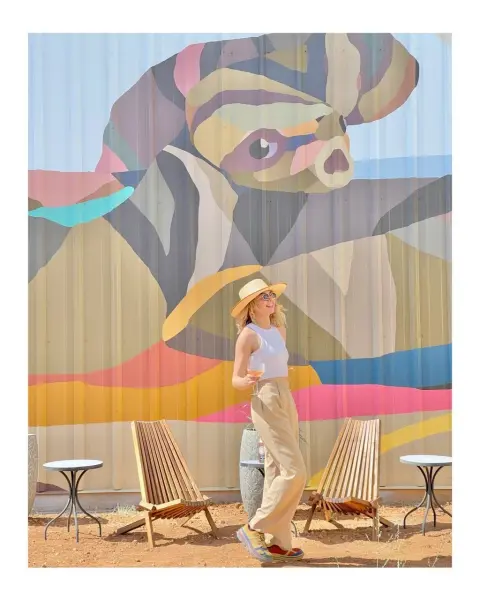 Mural and patio, Callaghan Vineyards.