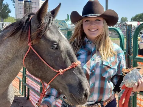 Competitor and horse, Eastern Idaho State Fair.