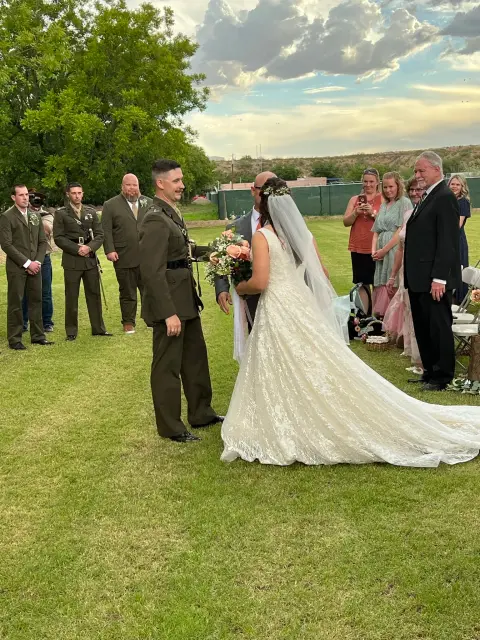 Outdoor wedding ceremony at Sombra Antigua Winery.