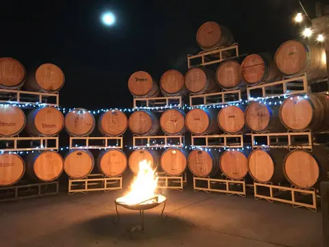 Fire pit and barrels, Yellowstone Cellars & Winery.