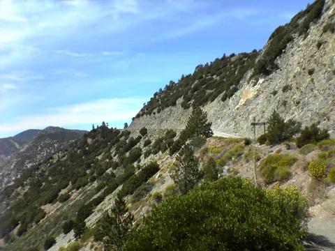 Mountain curve on Angeles Crest Scenic Byway.