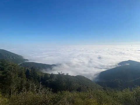 Cloud-covered vista, Rim of the World Scenic Byway.