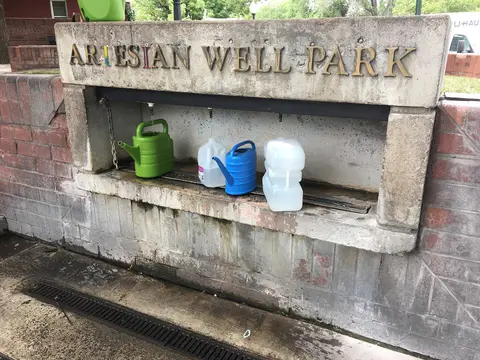 Water filling station at Artesian Well Park.