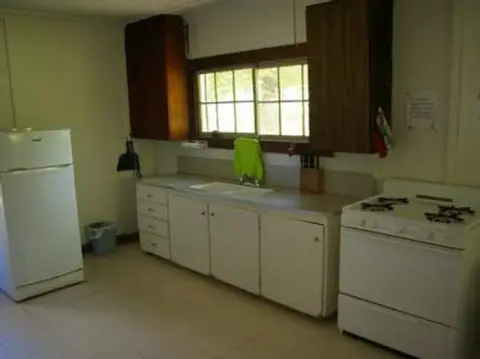 An interior shot of a modest kitchen.