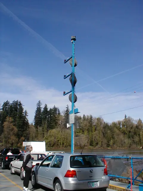 Deck and mast aboard Canby Ferry.