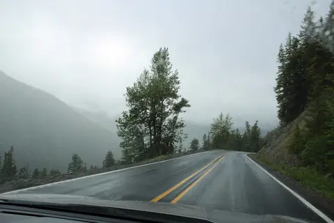 Rainy drive on Mather Memorial Parkway.