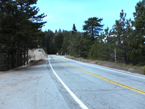 Roadway along Angeles Crest Scenic Byway.